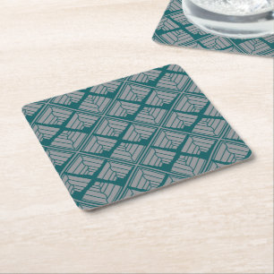 Teal-Neutralten Löv Mönster Underlägg Papper Kvadrat