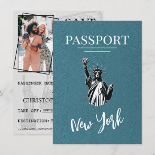 Teal New York City Passport Spara datumet