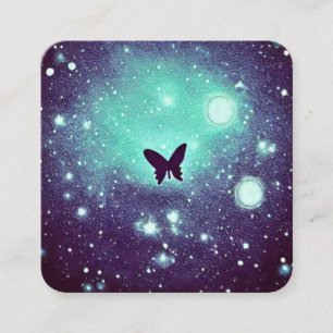 Teal Nght Himlar Butterfly Fyrkantigt Visitkort