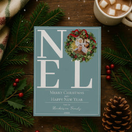 Teal Noel-julfransens andningsfoto Julkort