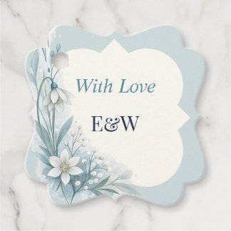 Teal Nordic Floral Wedding Favor Tag Elegant Gåvor Etiketter