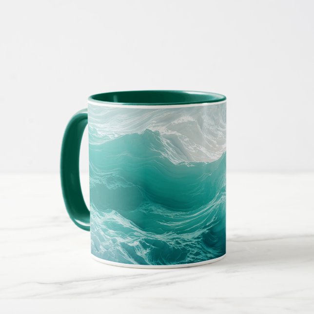 Teal Ocean Waves Abstract Dream  Mugg (Framsida vänster)