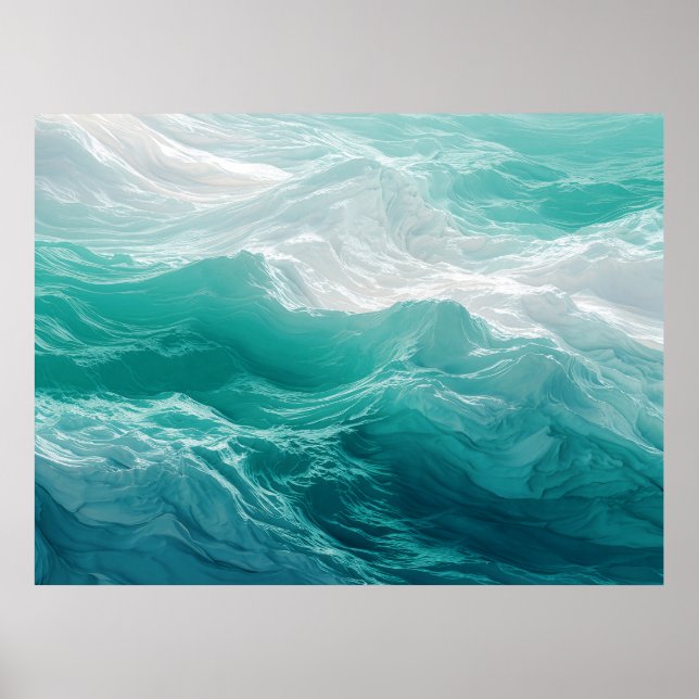 Teal Ocean Waves Abstract Dream  Poster (Framsidan)