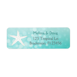 Teal Oceanic Starfish-Returetiketter Returadress Etikett