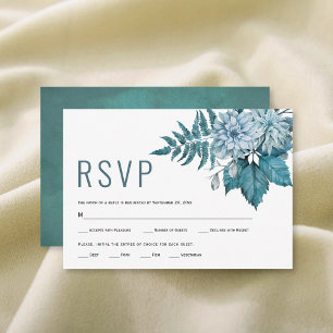 Teal och aqua blåa blommor blommigt sommaren bröll OSA kort