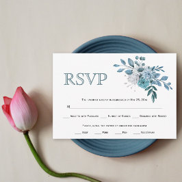 Teal och aqua blåa blommor och foliage bröllop OSA kort