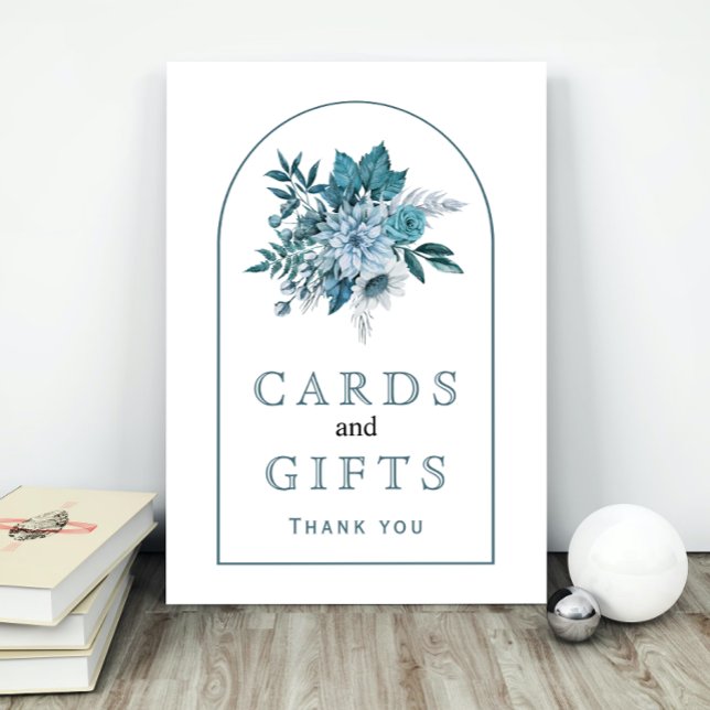 Teal och aqua blåa blommor och foliage bröllop poster (Skapare uppladdad)