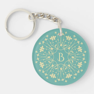Teal och Beige Elegant Flower WANAN Monogram
