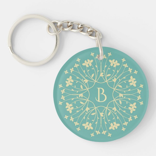 Teal och Beige Elegant Flower WANAN Monogram (Framsidan)