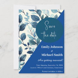 Teal och blå färgstil blomster Mönster design Inbjudningar