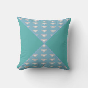 Teal och blå trianglar, liten triangel mönster kudde