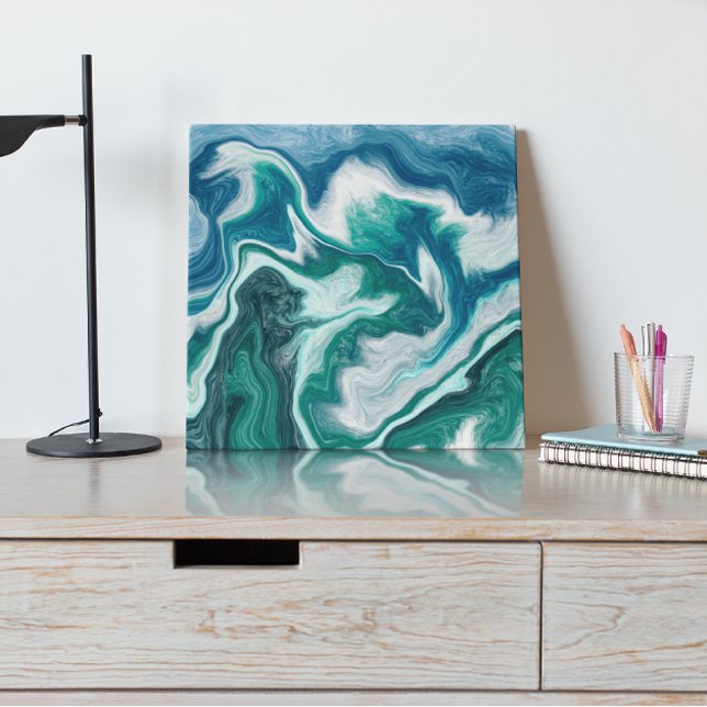 Teal och blå turkos Vatten Ocean Marble Canvastryck (Skapare uppladdad)