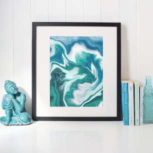 Teal och blå turkos Vatten Ocean Marble Canvastryck