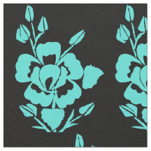 Teal och Black Combed Cotton Fabric