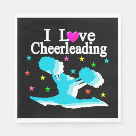 TEAL OCH BLACK I KÄRLEK CHEERLEADING PAPPRA NAPKIN PAPPERSSERVETT