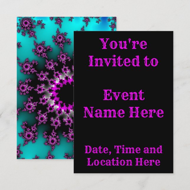 Teal och Black Öga Inbjudningar (Fram/baksida)