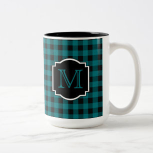 Teal och Black Play Monogram Två-Tonad Mugg