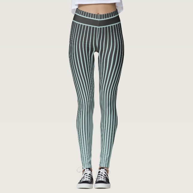 Teal och Black Stripe Leggings (Framsida)