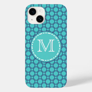 Teal och Blue Maroccan Mönster - Monogrammed