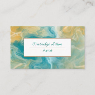 Teal och Brown Marble Swirls Visitkort