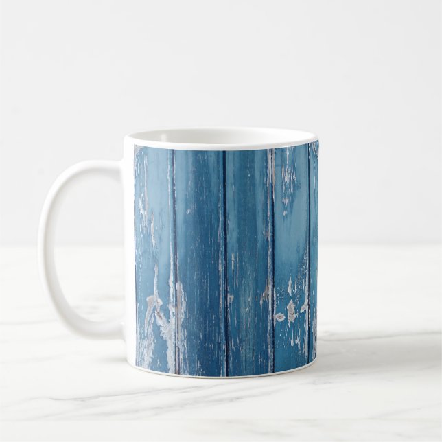 Teal- och bruna träskivor kaffemugg (Vänster)