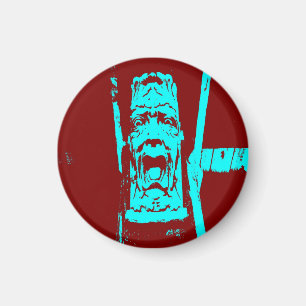 Teal och Burgundy Funny Ansikte Magnet