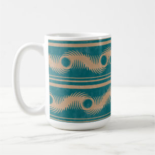 Teal och Caramel Spiral Geometric Stripe Mönster Kaffemugg