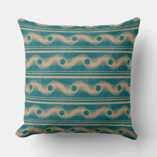 Teal och Caramel Spiral Geometric Stripe Mönster Kudde