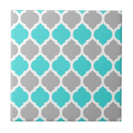 Teal och Grått Moroccan Lattice Kakelplatta