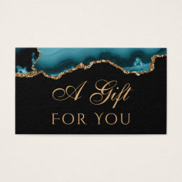Teal och Guld Agate på Black Gift Card Visitkort