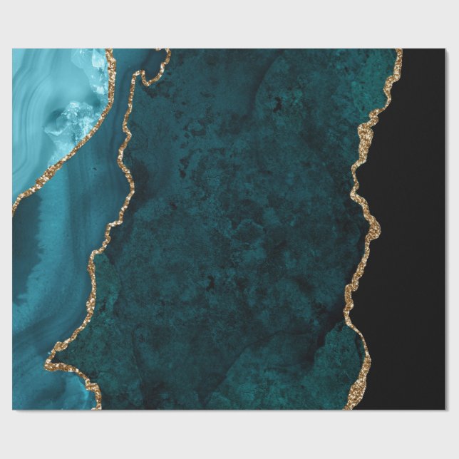 Teal och Guld Agate Presentpapper (Platt)