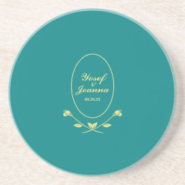 Teal och Guld Bröllop Underlägg