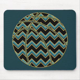 Teal och Guld Chevron Basketball Musmatta