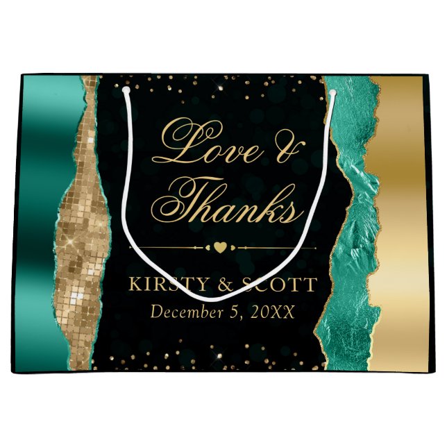 Teal och Guld Glam Tårar Bokeh Bröllop (Framsidan)