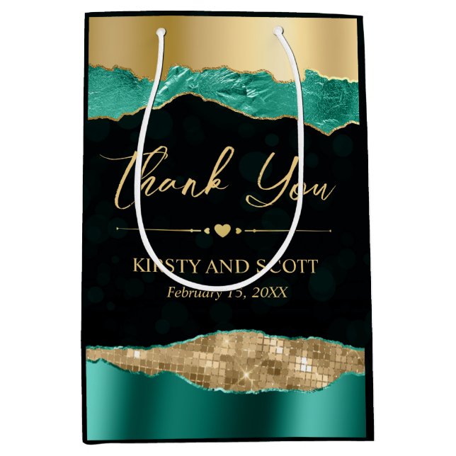 Teal och Guld Glam Tårar Bokeh Bröllop (Framsidan)