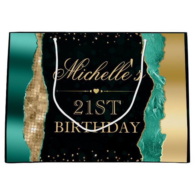 Teal och Guld Glam Tårar Bokeh Födelsedagsfest (Framsidan)