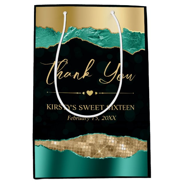 Teal och Guld Glam Tårar Bokeh Sweet sixteen (Framsidan)