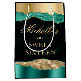 Teal och Guld Glam Tårar Bokeh Sweet sixteen