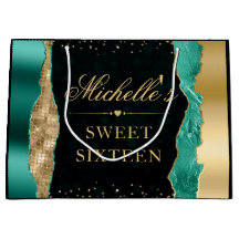 Teal och Guld Glam Tårar Bokeh Sweet sixteen
