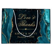 Teal och Guld Glitter Marble Agate Bröllop