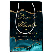 Teal och Guld Glitter Marble Agate Bröllop