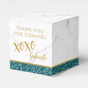Teal och Guld Glitter Modern marble xoxo Presentaskar
