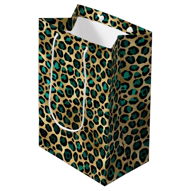 Teal och Guld Leopard Serie Design 14  (Framsidan Vinklad)