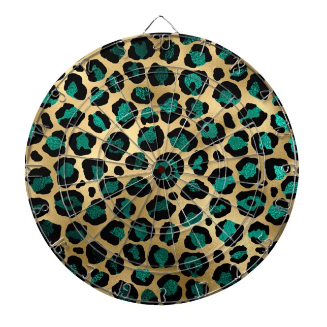 Teal och Guld Leopard Serie Design 14   Darttavla (Framsidan)