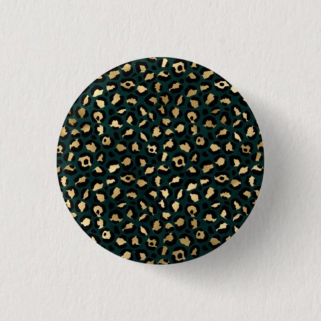 Teal och Guld Leopard Serie Design 1 Knapp (Framsida)