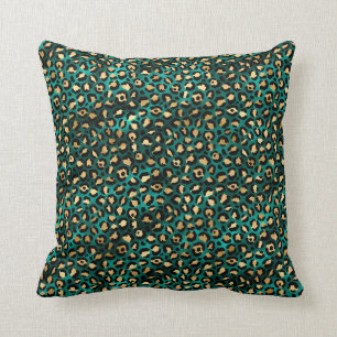 Teal och Guld Leopard Series Design 3 Kudde