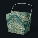 Teal och guld smidesmönster presentaskar<br><div class="desc">Vintage presentask med inslag av teal och guld.</div>
