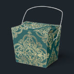Teal och guld smidesmönster presentaskar<br><div class="desc">Vintage presentask med inslag av teal och guld.</div>