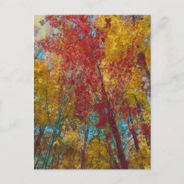 Teal och Guld Träd Vykort