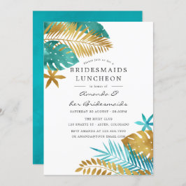 Teal och Guld Tropical Bridesmaids Luncheon Inbjudningar